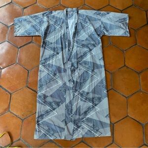 Wex Hotel Linen Kimono S M L XL Geometric Bath Robe Cotton Black White Vintage
